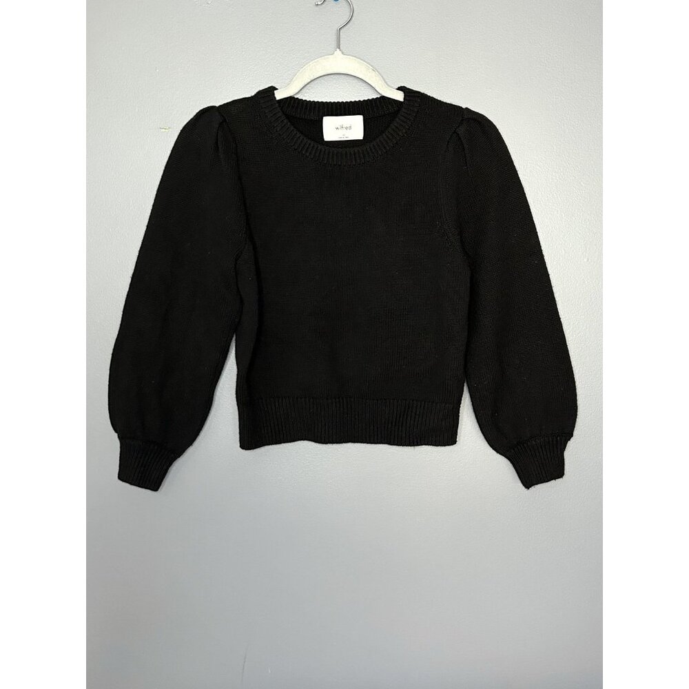 ARITZIA Wilfred Black Puff Sleeve Crewneck Sweater